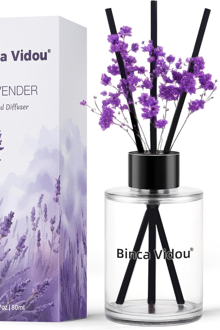 Reed Diffuser, Binca Vidou Lavender Reed Oil Diffusers Set for Office Decor Bedr