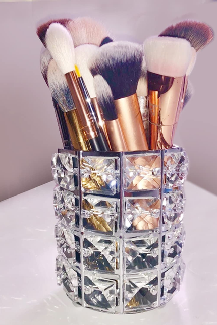  Makeup Brush Holder Organizer Golden Crystal Bling Personalized Gold Comb Brush