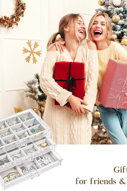 Procase Earring Holder Organizer Jewelry Box with 3 Drawers, Acrylic Clear Earri
