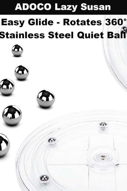 2 Tier Lazy Susan Bathroom Organizer, 9.25Inch Clear 360 Rotating Makeup Organiz