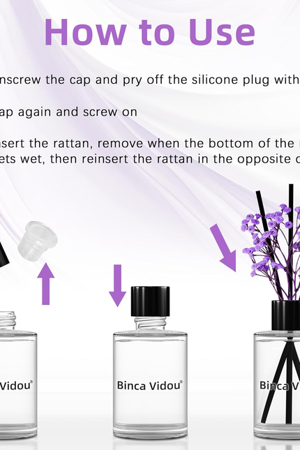 Reed Diffuser, Binca Vidou Lavender Reed Oil Diffusers Set for Office Decor Bedr