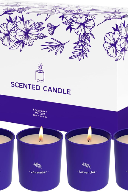 Lavender Candles for Home Scented, 8 Oz Scented Candles Present, Purple Jar Wax,