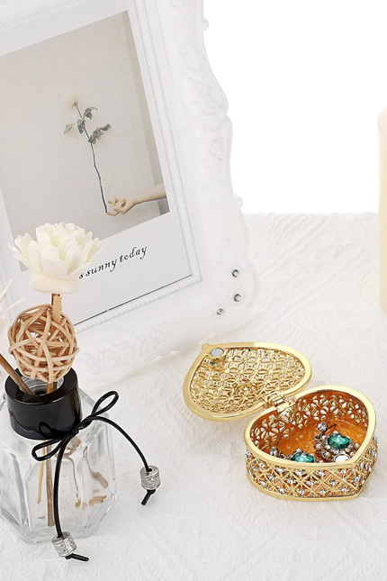 Heart Shape Jewelry Box Wedding Box Keepsake Box Ring Earring Small Trinket Stor