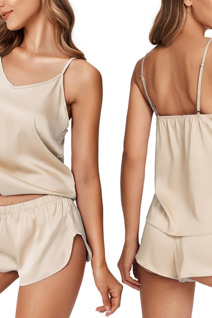 Silk Pjs for Women Satin Pajamas Set Lingerie Camisole Pajamas Cami Shorts Set N