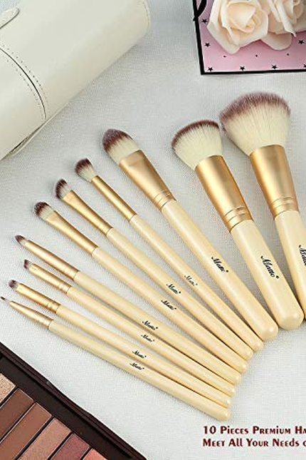 Matto Makeup Brushes 10-Piece Golden Makeup Brush Set with Foundation Powder Min