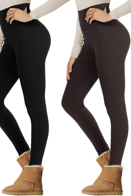 Nexiepoch Fleece Lined Leggings Women - High Waisted Winter Yoga Pants Tummy Con