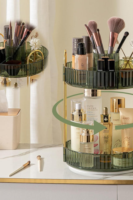 Rotating Makeup Organizer for Vanity, High-Capacity Skincare Perfume Storage, Ba