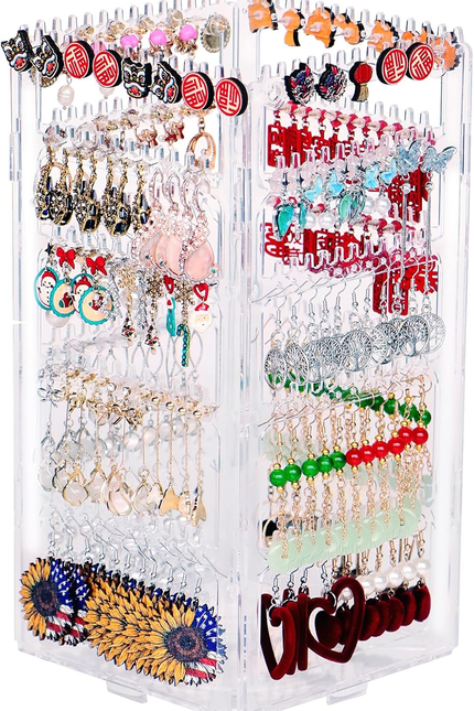 360 Rotating Earring Holder Organizer Stand,5 Tiers Acrylic Jewelry Organizers a