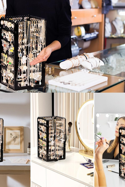 360 Rotating Earring Holder Organizer Stand,5 Tiers Acrylic Jewelry Organizers a