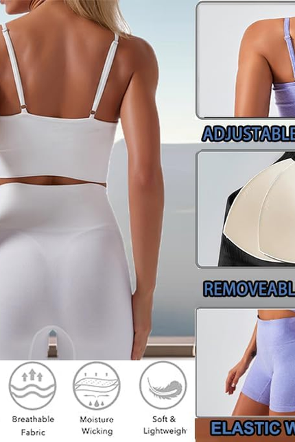 HANERDUN Yoga 2 Piece Outfit Workout Gym High Waist Leggings with Sport Bra Set 