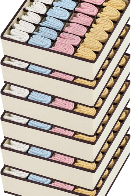 Sock Drawer Organizer Divider, 16-Cell Underwear Organizers and Storage Fabric D