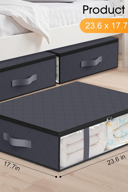 under Bed Storage Bins, 2-Pack 40L Foldable Fabric Storage Bags with Transparent