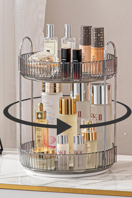Rotating Makeup Organizer for Vanity, High-Capacity Skincare Perfume Storage, Ba
