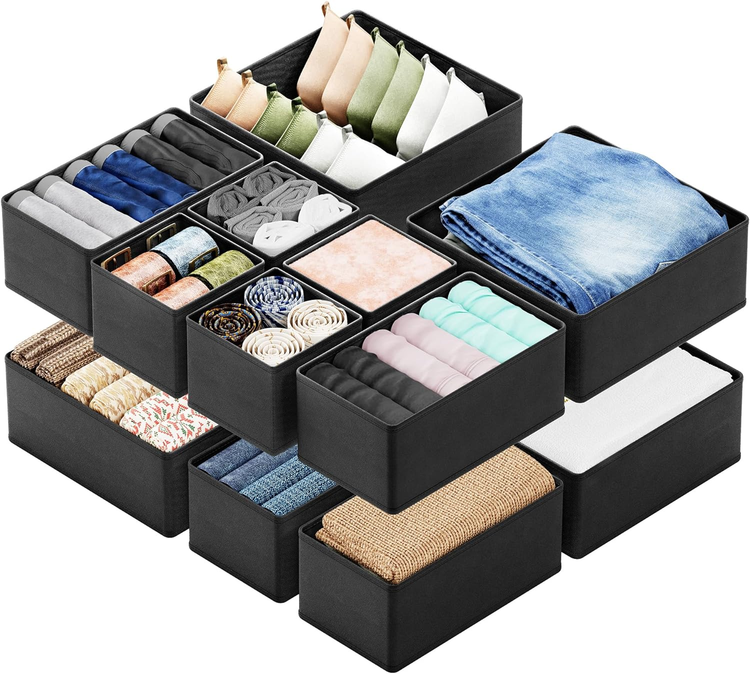 Sock Drawer Organizer Divider 3 Pack, 64 Cell Dresser Closet Nursery Underwear O
