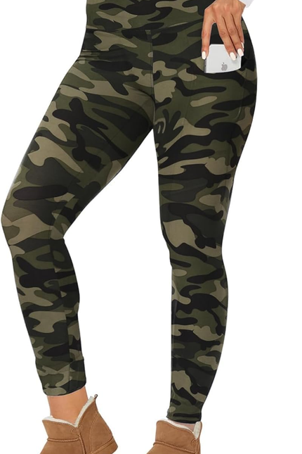 CAMPSNAIL Fleece Lined Leggings Women - Thick Soft High Waisted Black Tummy Cont