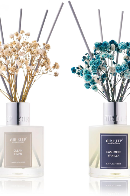 Airkeep Reed Diffuser Set,3.38 Fl Oz (100 Ml) - Clean Linen Oil Diffusers with 8