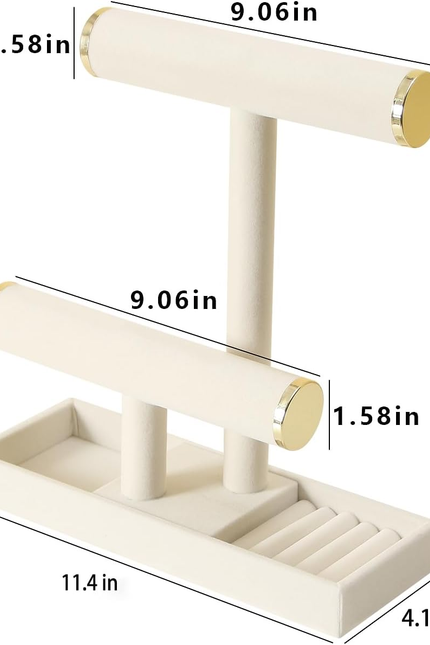 Jewelry Holder Stand,2 Tier Necklace Bracelet Organizer with Tray,Jewelry Displa