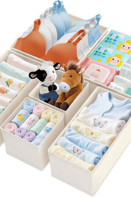 Drawer Organizer Clothes - Dresser Organizer for Baby Clothes, Underwear, Sock -