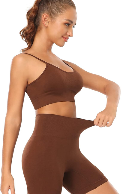 Workout Sets for Women 2 Piece Outfits Gym Shorts Women High Waisted with Adjust