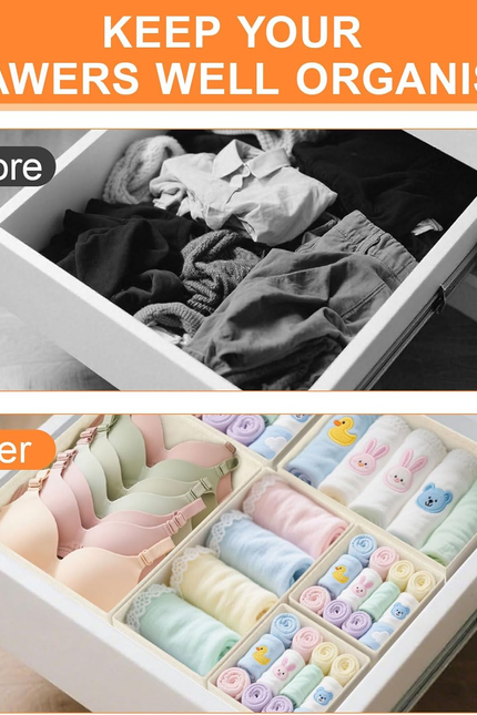 Drawer Organizer Clothes 6 Pack, Dresser Closet Organizers for Baby Clothes Unde