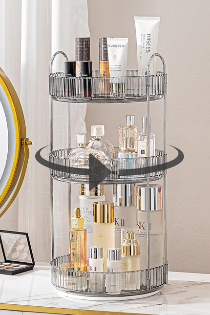360 Rotating Makeup Organizer for Vanity, Bathroom Countertop Spinning Perfume O