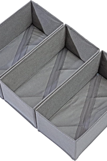 Socks Drawer Organizer Set of 3 Pack Gray, Underwear Dividers, Closet Cabinet Dr
