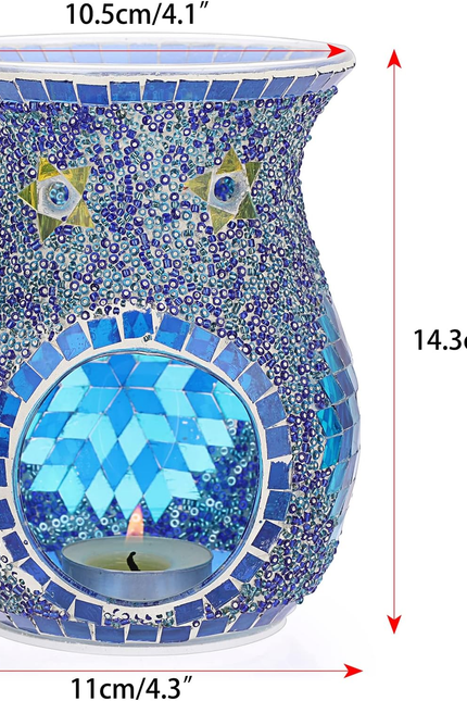 Charming Mosaic Essential Oil Burner, Tea Light Wax Melt Warmer for Scented Wax,