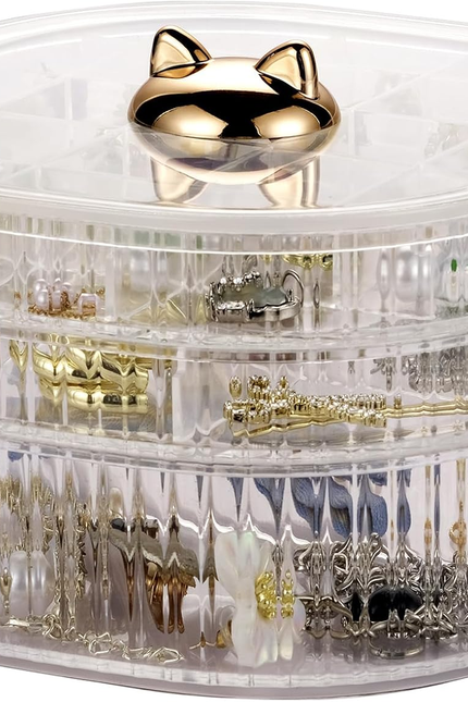 3-Layer Clear Acrylic Jewelry Organizer Box – Stackable Ring & Earring Storage