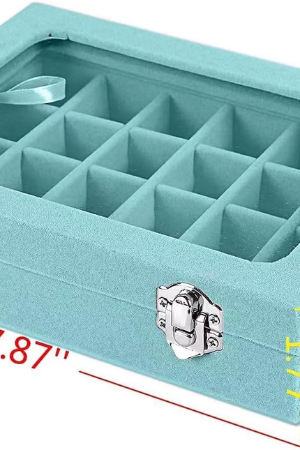 Jewelry Box 24 Grid Velvet Earrings Holder Tray Detachable Earring Case Jewelry 
