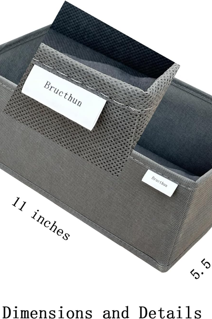 Socks Drawer Organizer Set of 3 Pack Gray, Underwear Dividers, Closet Cabinet Dr