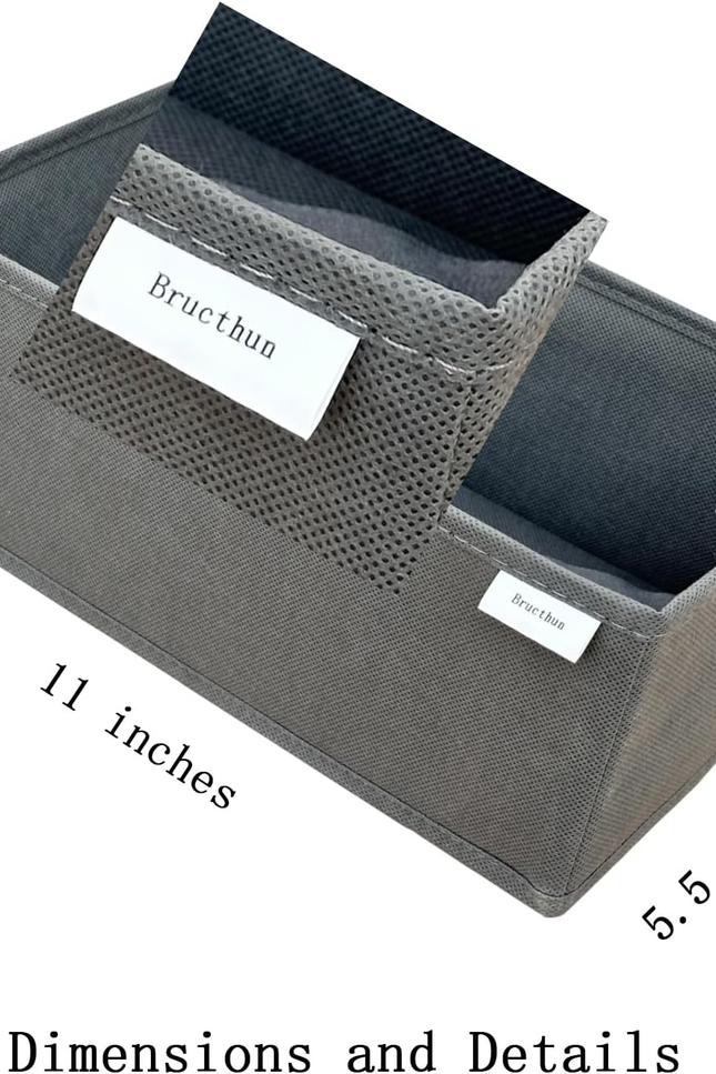 Socks Drawer Organizer Set of 3 Pack Gray, Underwear Dividers, Closet Cabinet Dr