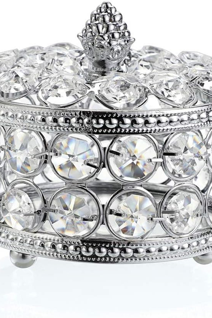 Crystal Mirrored Jewelry Box Jewelry Trinket Organizer Box Home Decor Ring Earri