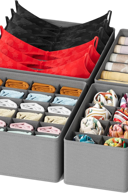 12-Pack Drawer Organizer Bins – Non-Woven Fabric Dresser Storage Boxes