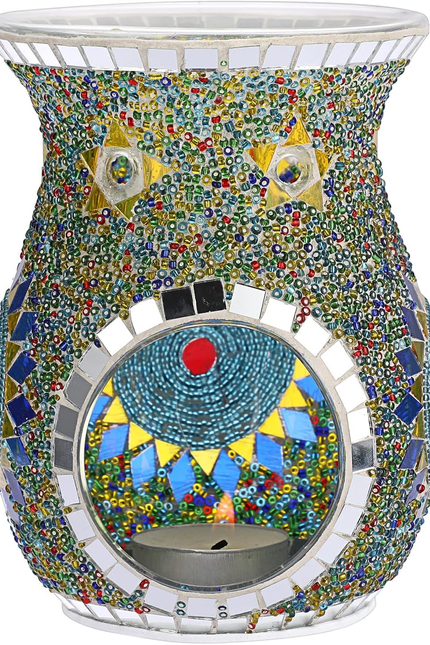 Charming Mosaic Essential Oil Burner, Tea Light Wax Melt Warmer for Scented Wax,