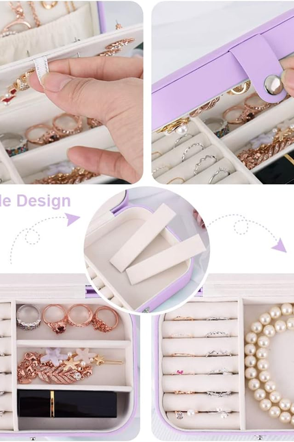Jiemei Jewelry Box, Travel Jewelry Organizer Cases with Doubel Layer for Women’S