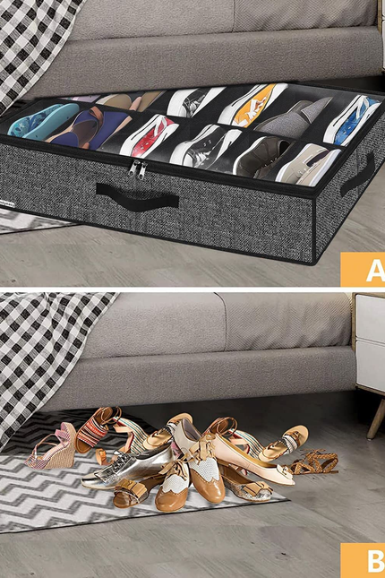 Sturdy under Bed Shoe Storage Organizer, Set of 2, Fit 12 to 24 Pairs, Underbed 