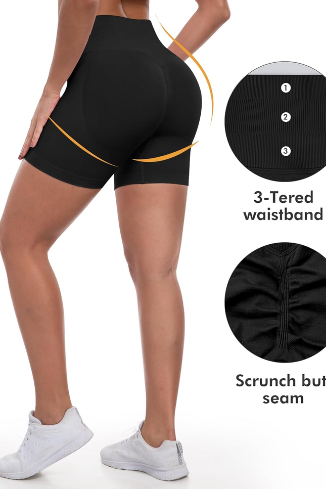 Workout Gym Shorts Women, High Waisted Seamless Butt Lifting Scrunch Butt Sports