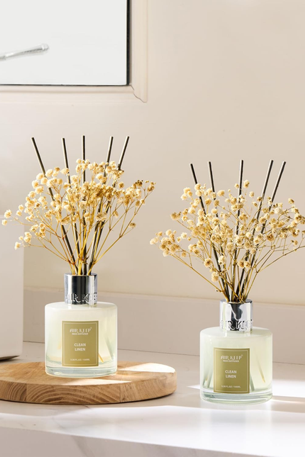 Reed Diffuser 3.38 Oz (100Ml) 2Pk, Clean Linen Scented Reed Diffuser Set,Reed Di