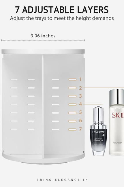 360 Rotating Makeup Organizer, DIY Adjustable Bathroom Makeup Carousel Spinning 