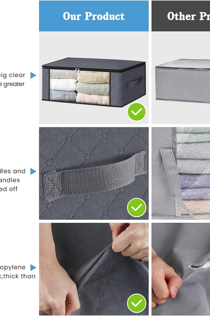 3-Pack Foldable Storage Bags – 35L Clothes, Bedding & Toy Organizer with Handles