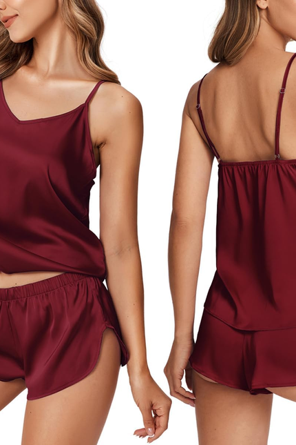 Silk Pjs for Women Satin Pajamas Set Lingerie Camisole Pajamas Cami Shorts Set N