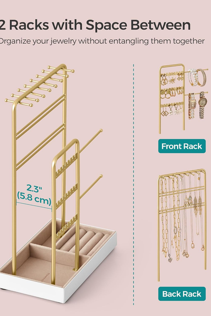Jewelry Holder, Jewelry Organizer, Jewelry Display Stand with Metal Frame, Velve