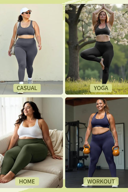 Women's Plus Size High Waisted Leggings: Soft, Tummy Control (Sizes L-6XL)