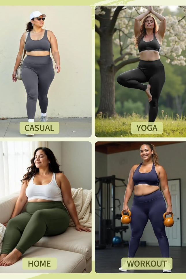 Women's Plus Size High Waisted Leggings: Soft, Tummy Control (Sizes L-6XL)