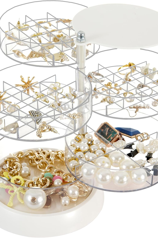 360 Degree Rotating Jewelry Box for Girls,Small Jewelry Organizer Box and Earrin