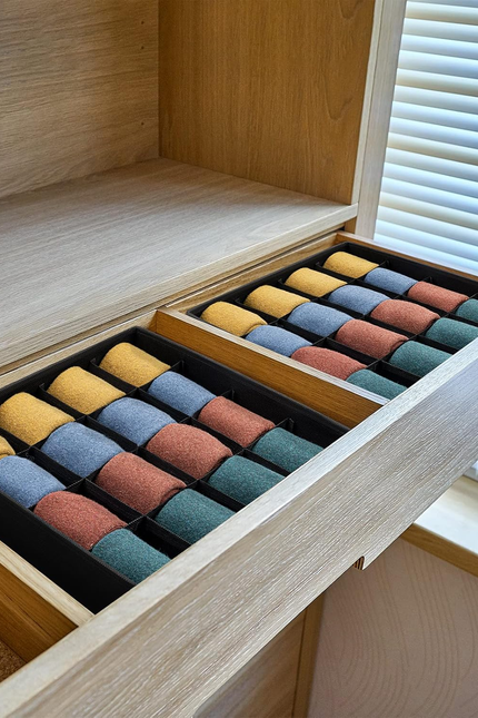 Sock Drawer Organizer Divider, 16-Cell Underwear Organizers and Storage Fabric D