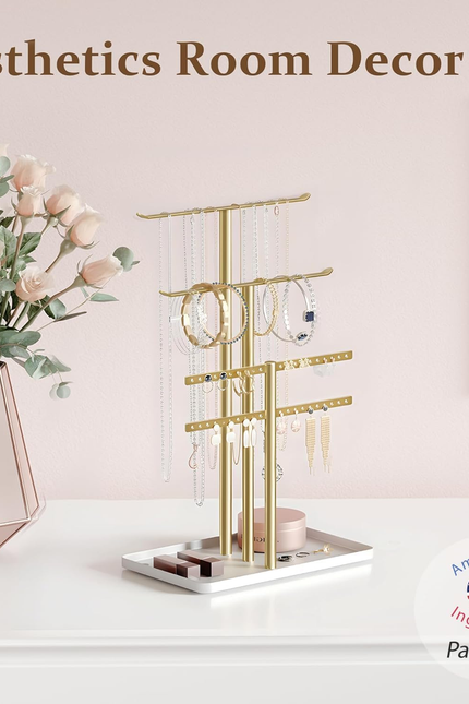 Jewelry Stand Holder Organizer: 14.5" Sturdy Hanger for 80 Pcs Jewelry, Gift for