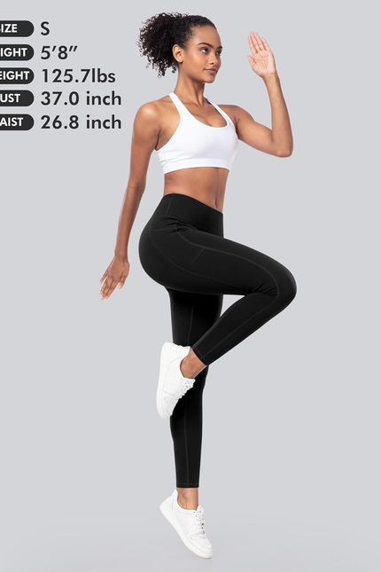 CHRLEISURE Fleece Lined Leggings Women with Pockets - Winter Warm Thermal Thick 