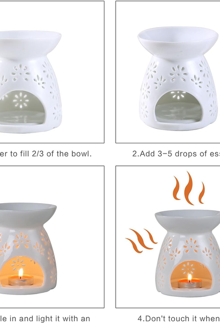 Ceramic Tea Light Candle Holder, Essential Oil Burner Wax Melt Burner, Incense A