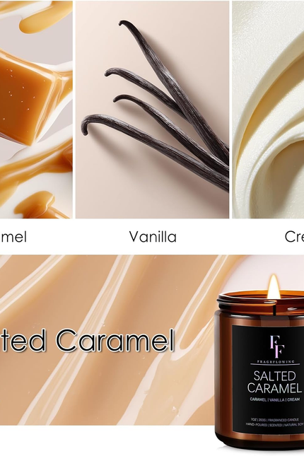 Salted Caramel Scented Candle for Home Soy Wax Candle, Aromatherapy Candle Gift 